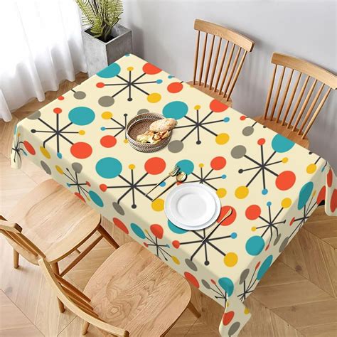 Mid Century Fifties Modern Atomic Retro Colors Tablecloth Washable ...