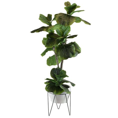 Buy 44" x 20" Artificial Fig Plant in Mid Century Plant Stand - LCG ...