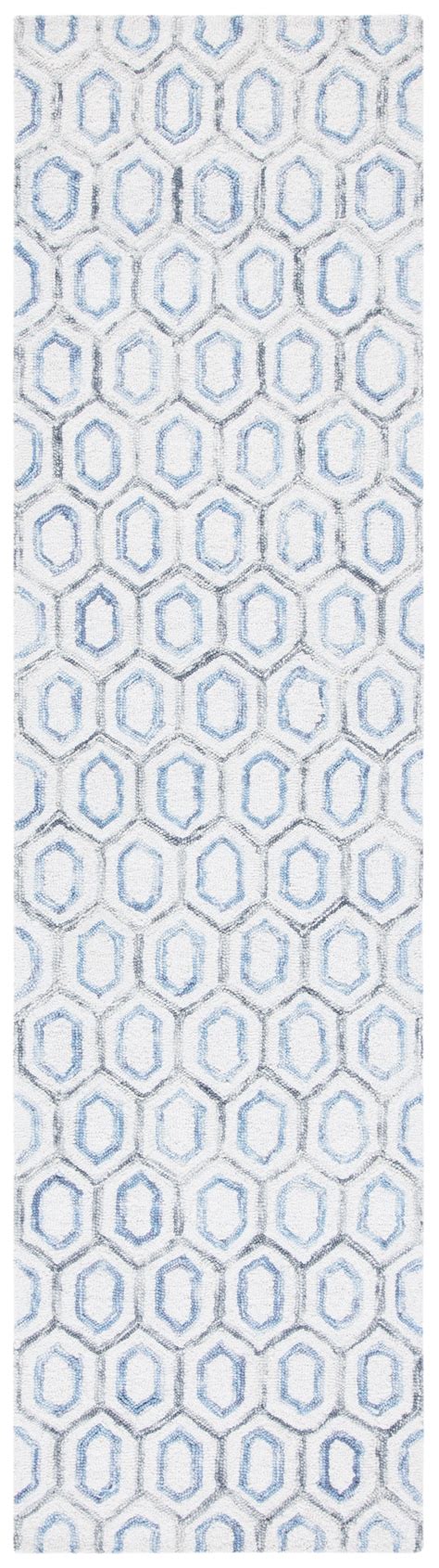 SAFAVIEH Metro Jessamine Geometric Runner Rug, Ivory/Blue, 2'3" x 9 ...