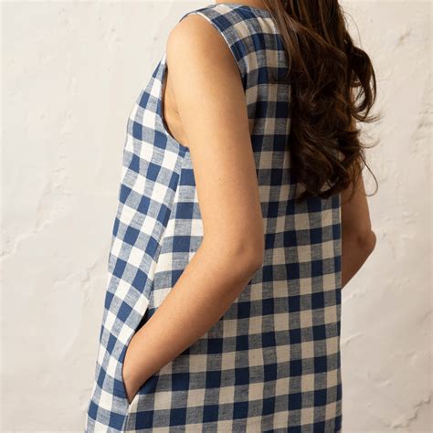 Wadi Dress - Indigo and Kora Checkered – MOBORR