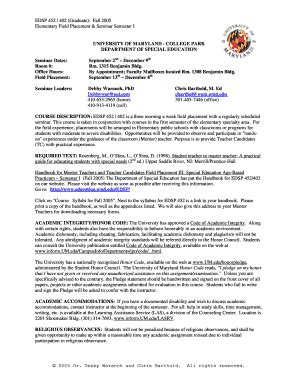 Fillable Online education umd EDSP 452 402 Graduate Fall b2005b ...