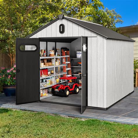 Dextrus 8x10ft Outdoor Resin Storage Shed with Floor, 544 cuft Garden ...