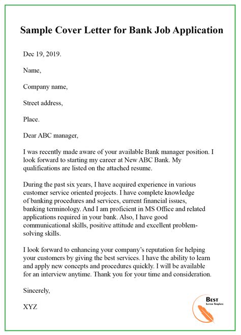 Cover Letter For Bank Teller Position - Letter Style Suggestions