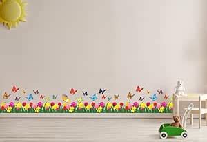 Amazon Brand - Solimo Wall Sticker for Home (Yellow Tulip Farm) | PVC ...