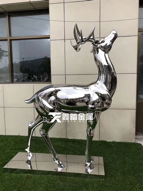 不锈钢几何鹿雕塑抽象鹿镜面拉丝梅花鹿仿真镂空小鹿动物雕塑摆件-阿里巴巴