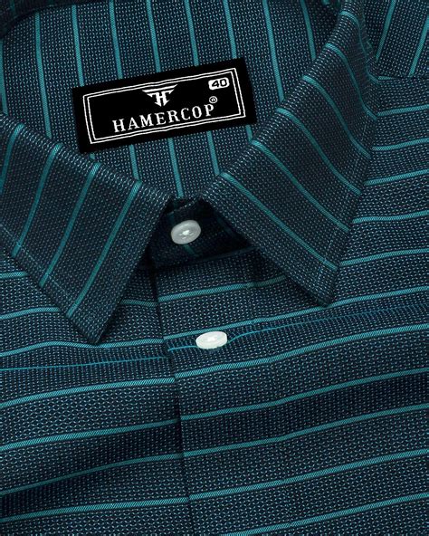 Teal Green Python Weft Stripe Dobby Cotton Shirt – Hamercop