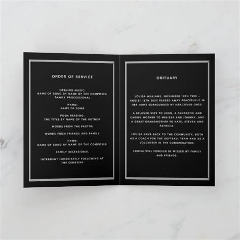 Black white photo funeral program | Zazzle