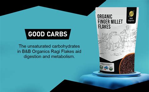B&B Organics Finger Millet Flakes (1kg)/ Traditional Millet Flakes/Ragi ...