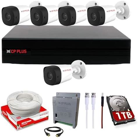 CP PLUS Wired 8 Channel HD DVR 1080p, Outdoor Camera 2.4 MP 5Pcs, 1 TB ...