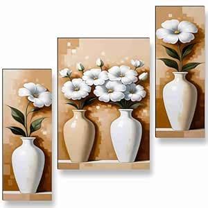 SAF Paintings flower pot for Wall Decoration - Set Of 3, 3d modern art ...