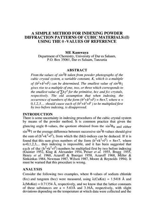 Image result for Powder Diffraction Indexing
