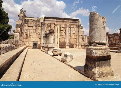 Ruins of Ancient Synagogue in Capernaum, Israel. Stock Image - Image of ...