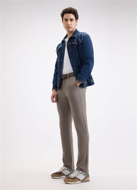 Men Beige Mid Rise Lightweight Trousers | Pepe Jeans India