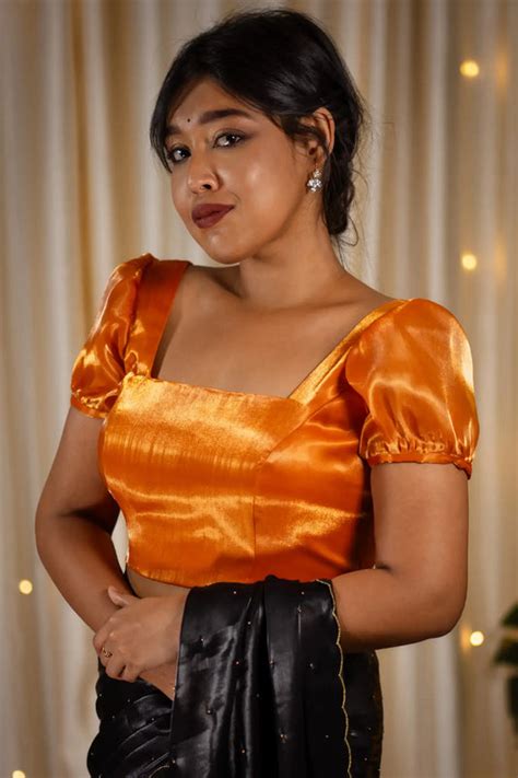 Nina Puff Sleeve Organza Blouses - I Love Sarees