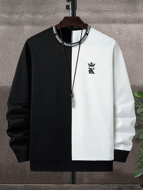 Manfinity Homme homens Moletons carta gráfica dois tons sem colar ...