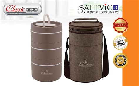 Buy Classic Steels Sattvic Insulated Stainless Steel Lunch Box 2 Round ...