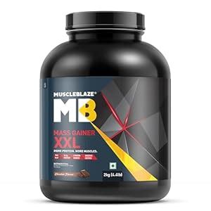 MuscleBlaze Mass Gainer XXL Powder, Chocolate (20 Servings, 2kg / 4 ...