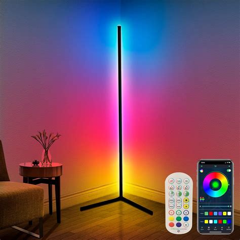 Corner Floor Lamp,65” Color Changing LED Floor Lamp with Music Sync ...
