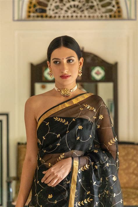 Black Gota Patti Pure Kota Silk Saree – Geroo Jaipur