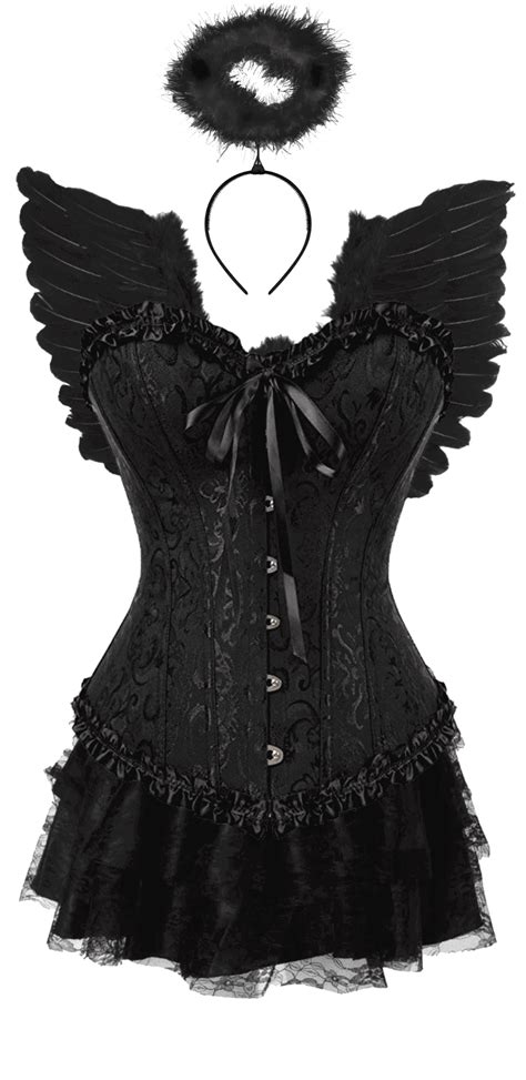Black Fallen Angel Corset Costume Set | Black angel costume, Fashion ...