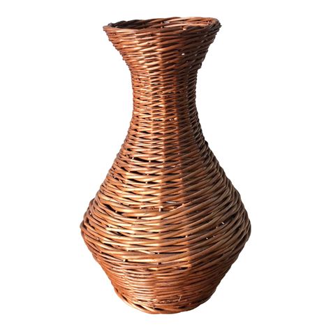 1970s Eastern European Tall Woven Wicker Vase | Chairish