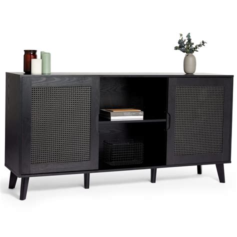 Buy Spinningfield Rattan Sideboard - Large Black Storage Cabinet - Wide ...