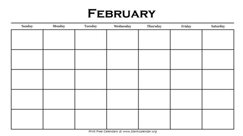 Get Your Free Printable Blank February Calendar Here — Calendars 123