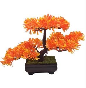 Random 3 Headed Artificial Bonsai Tree with Yellowish Orange Leaves ...