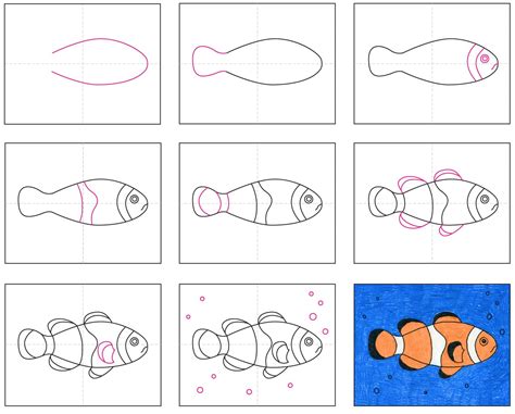 How to Draw a Clownfish · Step by Step Drawing Lessons for Kids