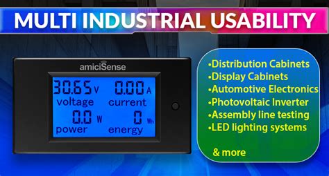 amiciSense DC Energy Meter 4 in 1, 6.5V-100V 50A (5kW) Power Meter ...