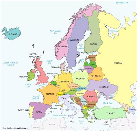 Labeled Map of Europe 的图像结果
