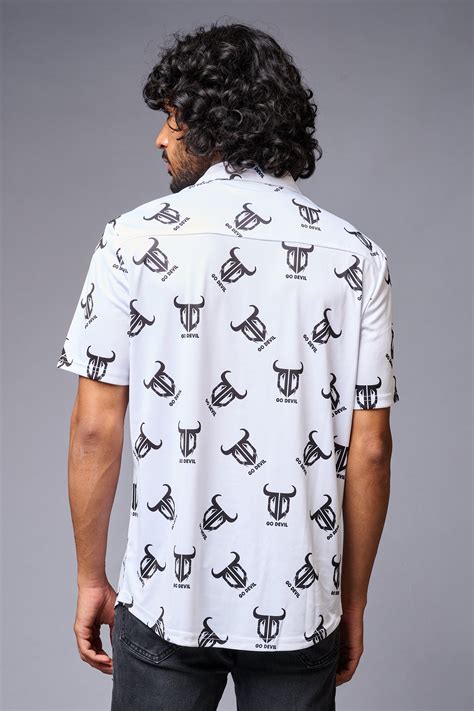 Go Devil Logo Printed Whtie Shirt for Men - Go Devil