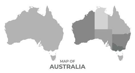 Greyscale vector map of Australia with regions and simple flat illustration 36323636 Vector Art ...