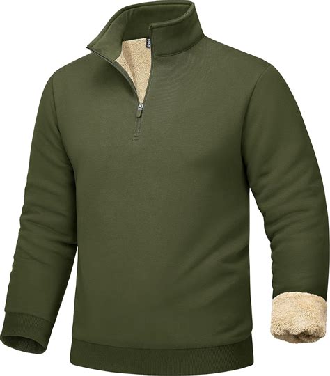 MAGCOMSEN Men's Sherpa Lined Quarter Zip Fleece Heavyweight Pullover ...
