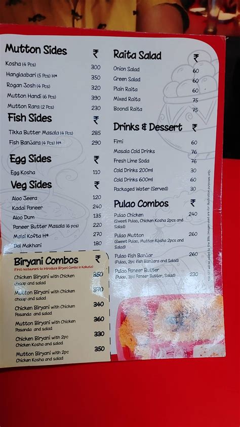 Menu at Hanglaatherium Lake Gardens, Kolkata, 188/3/1 A