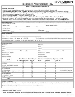Fillable Online Direct Reimbursement Vision Claim Form Fax Email Print ...