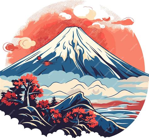 Premium Vector | Mt Fuji Japan Vector illustration in retro style