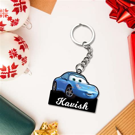 Lightning McQueen Cars Characters Keychain With Name - love craft gift