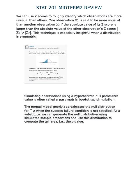 STAT 201 Midterm 2 Review - STAT 201 MIDTERM2 REVIEW We can use Z ...