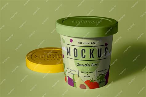 Premium PSD | Acai ice cream packaging mockup