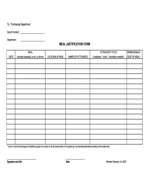 Fillable Online newpaltz Meal Justification Form1 - SUNY New Paltz ...