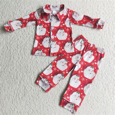 Santa print boy Christmas pajamas – Western Kids Clothes