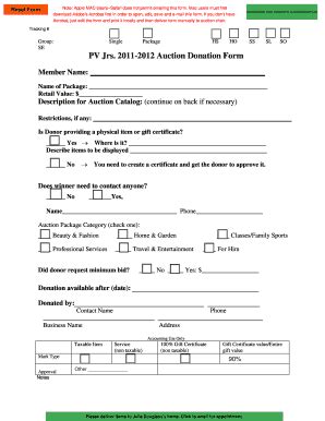 Fillable Online pvjuniors Solicitation Information Form Fax Email Print ...