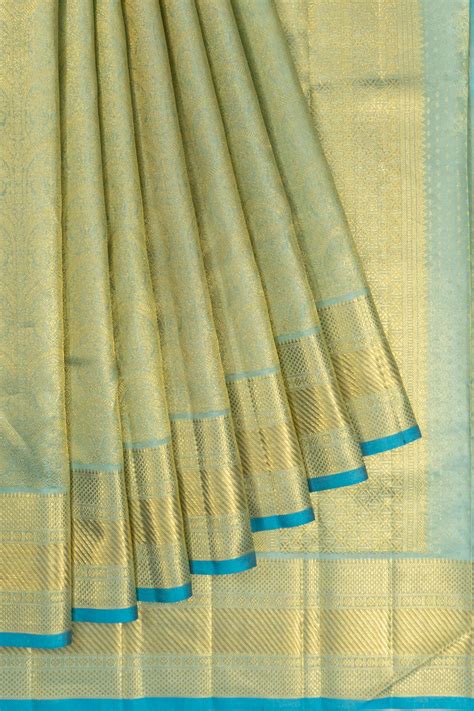 Kanchipuram Silk Brocade Pastel Blue Saree | Kankatala