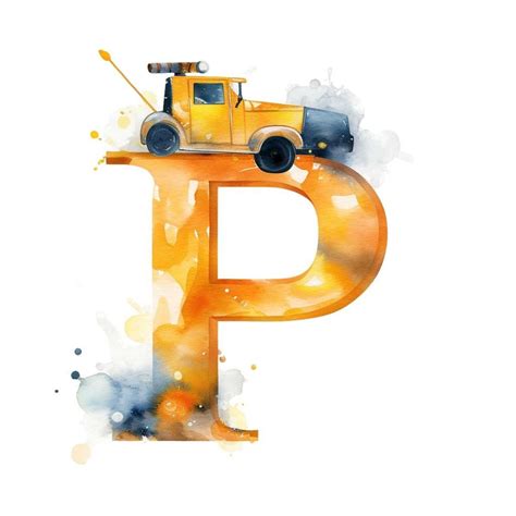 Custom Letter P Print Construction Tractor Nursery Alphabet Art Gift Custom Wall Decor Name ...