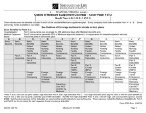 Fillable Online Outline of Medicare Supplement Coverage Cover Page: 1 ...