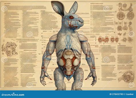 Rabbit Cyborg Animal Detailed Infographic, Full Details Anatomy Poster Diagram Illustration ...