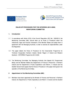 Fillable Online seupb IMC01 Paper 1b - INTERREG VA PMC Rules of ...