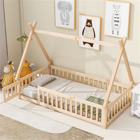 Harper Orchard Arik Kids Tent-shaped Floor Bed Standard Platform Bed ...