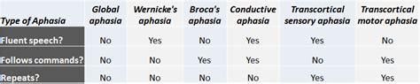 Image result for Aphasia Classification Chart
